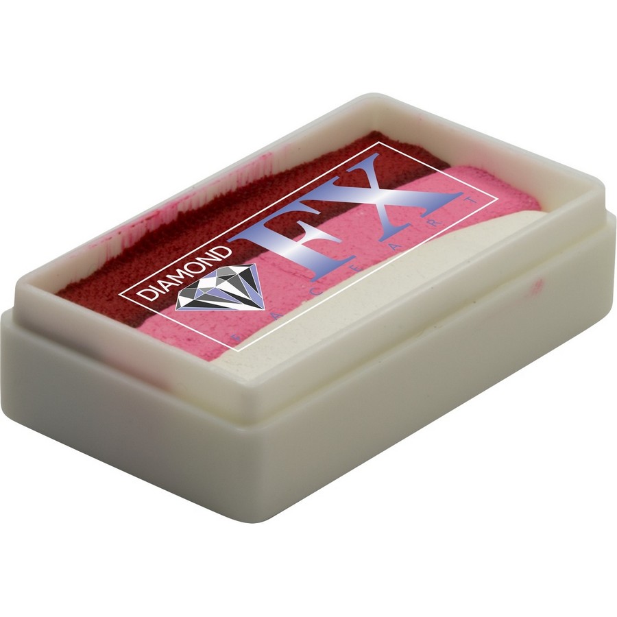Splitcake schmink Strawberry Delight van Diamond FX met zoete rood- en rozetinten voor vrolijke schmink, verkrijgbaar bij SchminkenGrime.nl