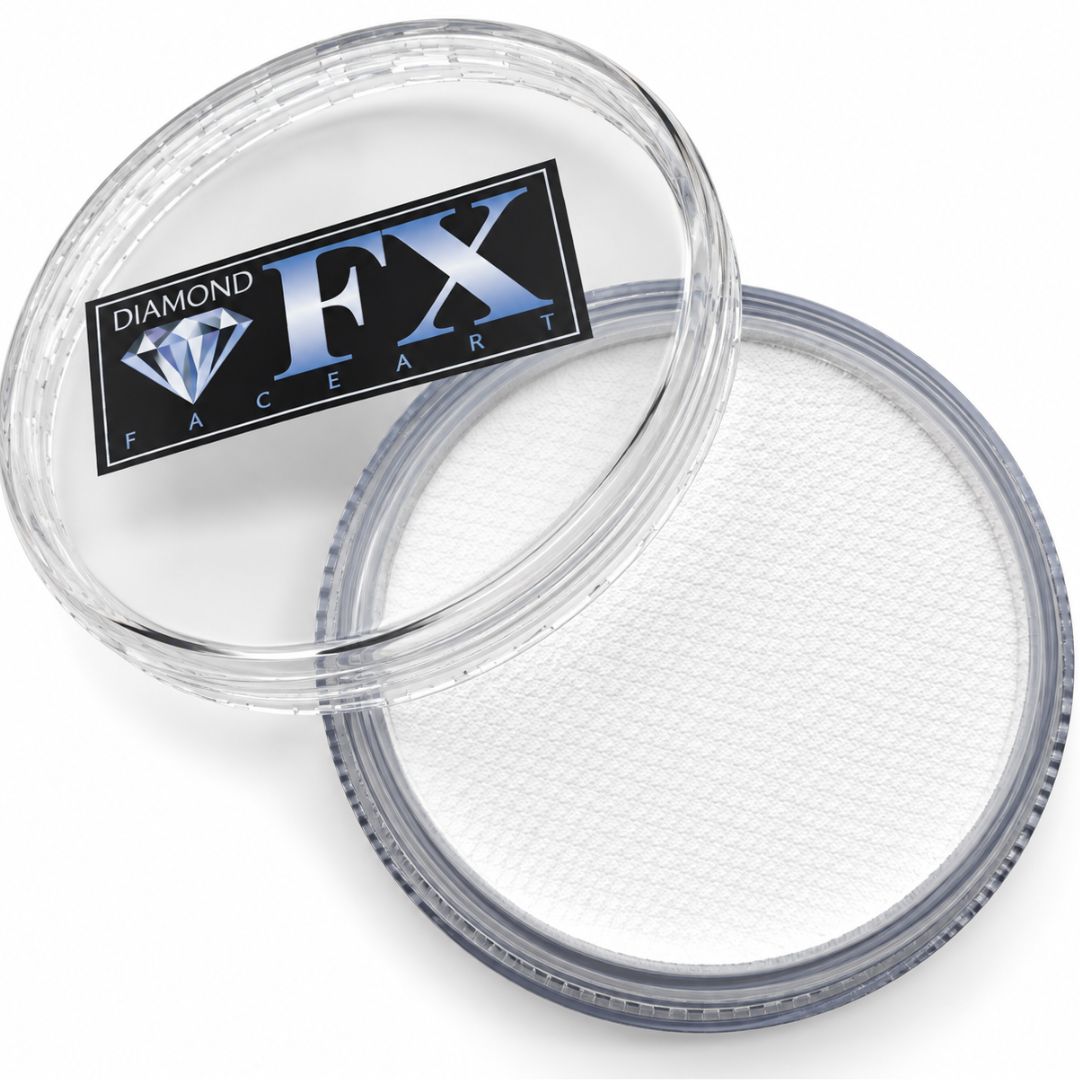 Diamond FX Essential White 90 g waterschmink, open bakje met deksel en logo
