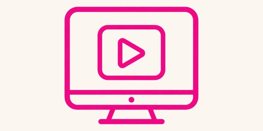 Icon eines Bildschirms mit Play-Taste für die kostenlose vierteilige Schmink-Videoserie
