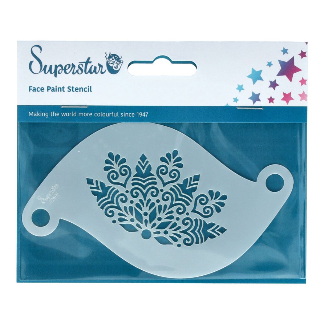 Superstar schminksjabloon Ice Crown met symmetrisch ijskristalpatroon, perfect voor winter- en prinsessenlooks, verkrijgbaar bij SchminkenGrime.nl