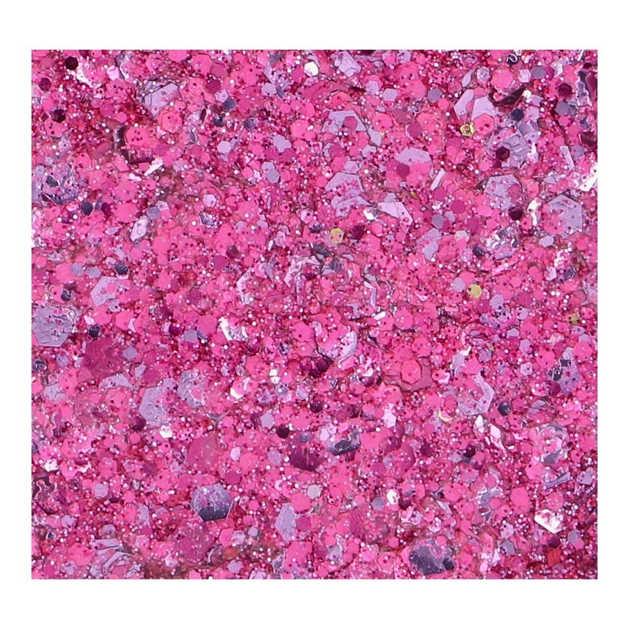 Superstar Chunky Glitter Cream Pinked aangebracht voor party looks, verkrijgbaar bij SchminkenGrime.nl