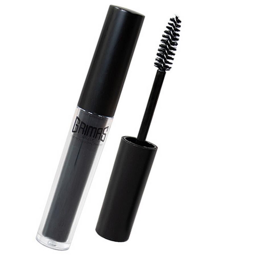 Grimas Mascara Zwart in zwarte huls met fijn borsteltje, waterproof mascara voor volle wimpers, verkrijgbaar bij SchminkenGrime.nl