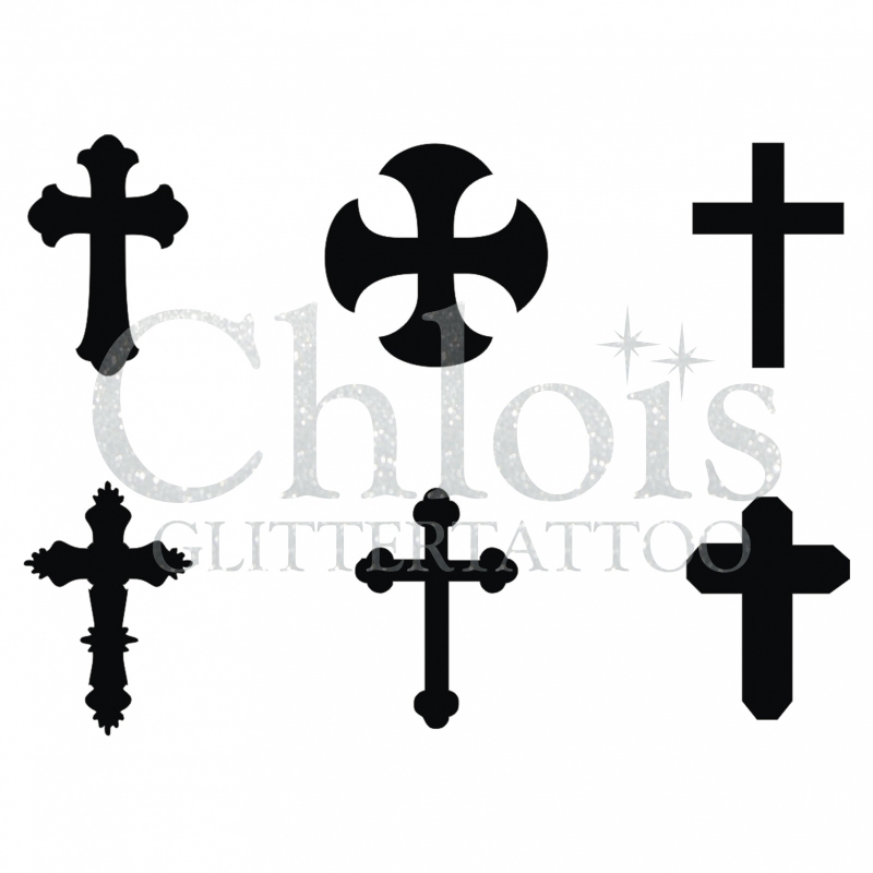 Chloïs Glittertattoo Sjabloon Cross (6 mini stencils)