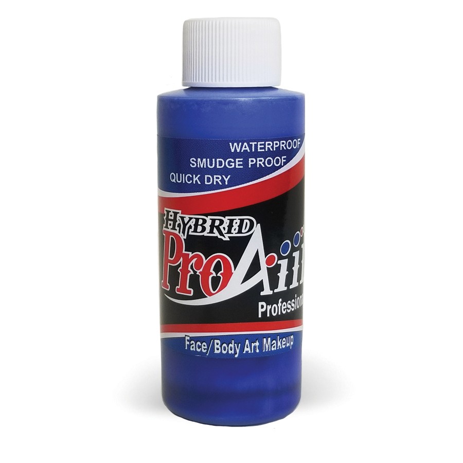 ProAiir Hybrid Blue Screen 60ml fles met chromakey blauwe watervaste airbrush schmink, geschikt voor film en tv, verkrijgbaar bij SchminkenGrime.nl