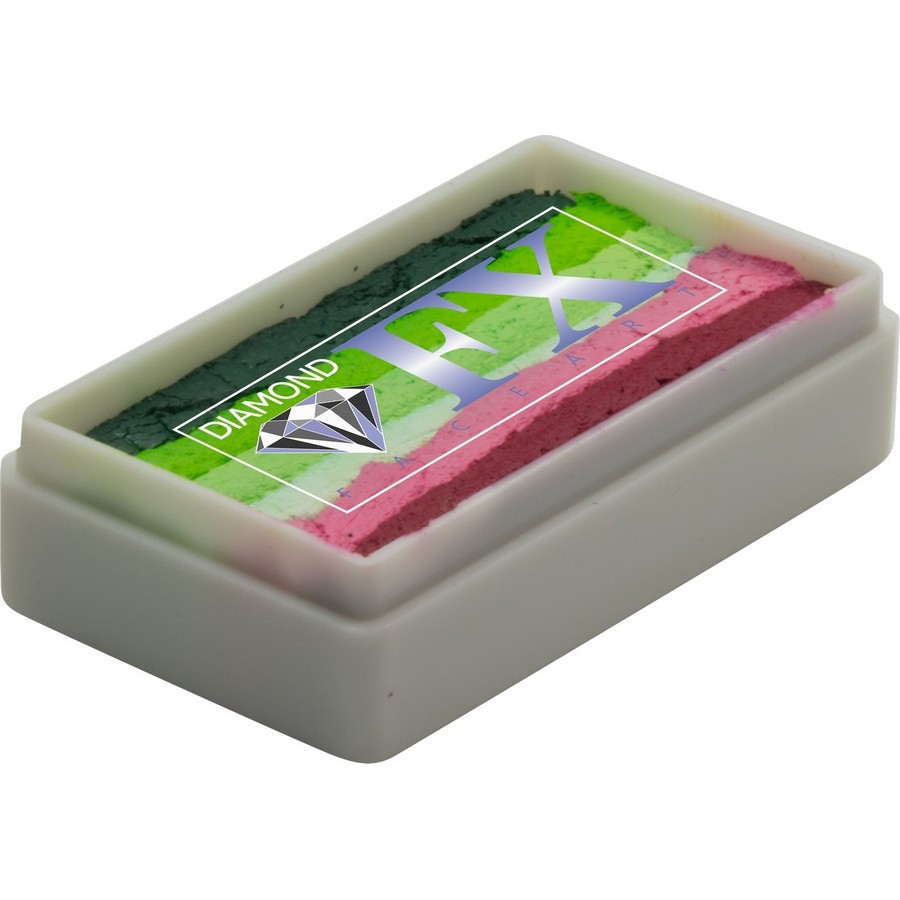 Splitcake schmink Mega Melon van Diamond FX met frisse zomerse kleurencombinatie, verkrijgbaar bij SchminkenGrime.nl