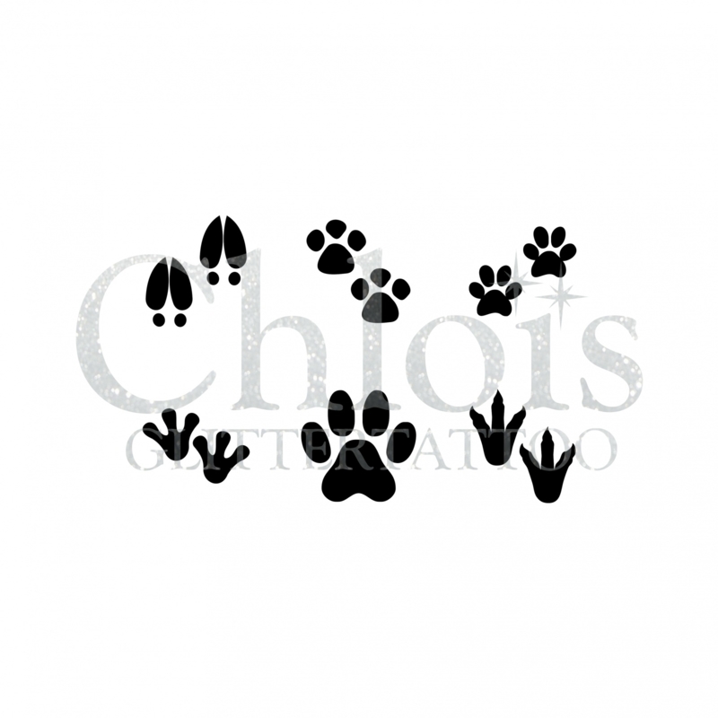 Chloïs Glittertattoo Sjabloon Animal Feet (6 mini stencils)