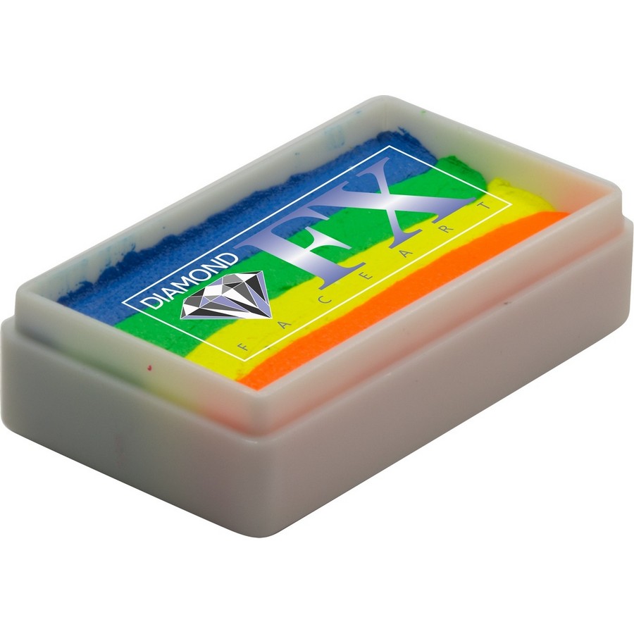 Splitcake schmink Neon Surprise van Diamond FX met verrassende kleurencombinatie voor creatieve stijlen, verkrijgbaar bij SchminkenGrime.nl
