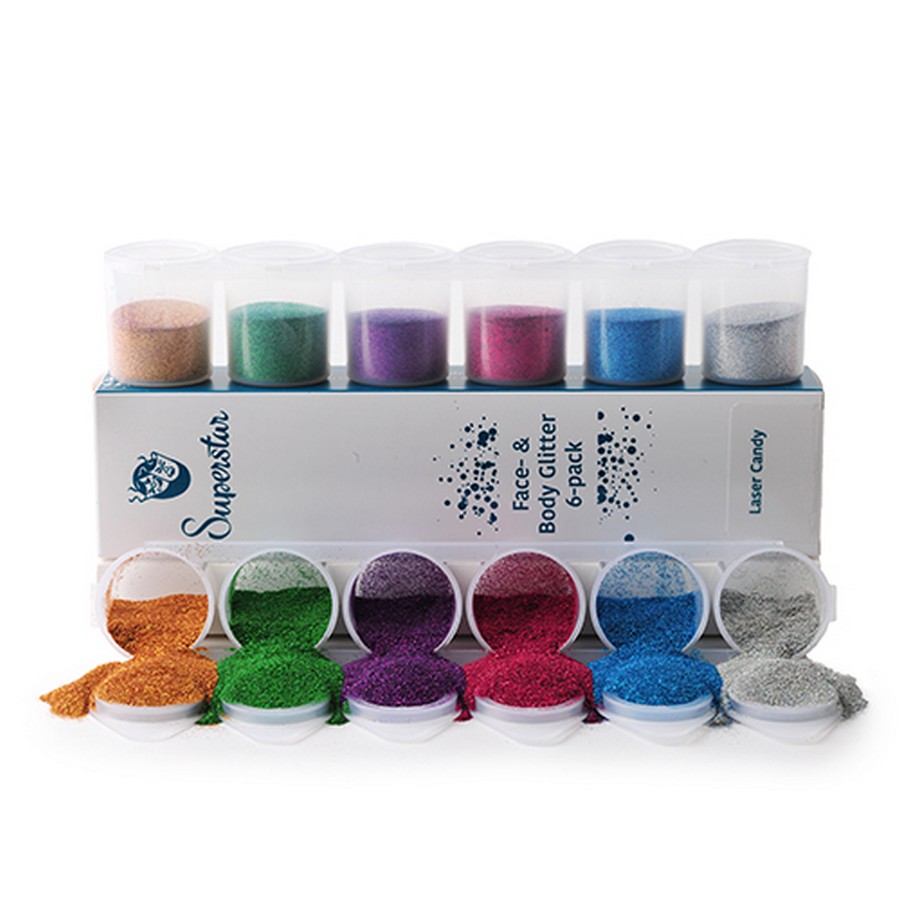 Superstar Laser Candy fijne glitters voor schmink en glittertattoos, verkrijgbaar bij SchminkenGrime.nl