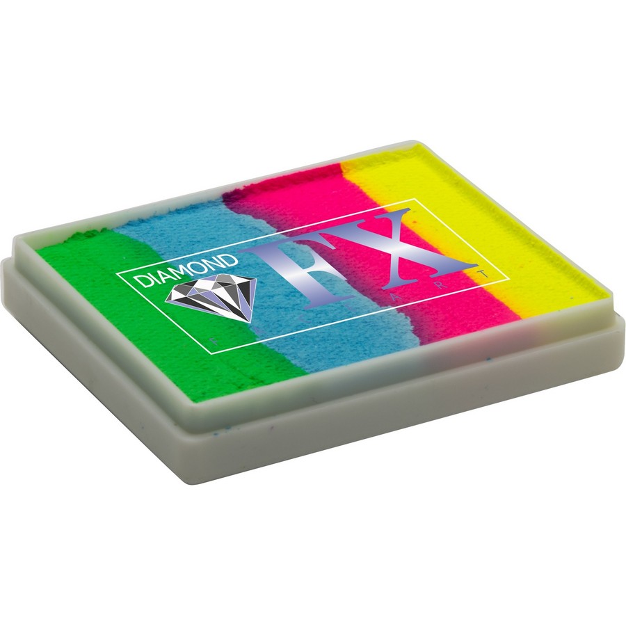 Diamond FX Splitcake Happy Birthday van 50 gram met bonte kleuren voor feestelijke schmink, verkrijgbaar bij SchminkenGrime.nl
