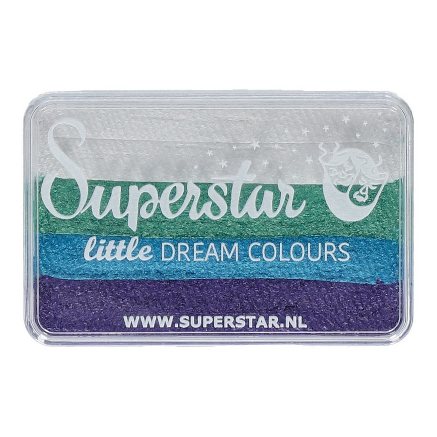 Superstar Little Dream Colours Little Mermaid 30 gram, split cake met diverse kleuren waterschmink in één bakje, ideaal voor gezicht en lichaam verkrijgbaar bij SchminkenGrime.nl