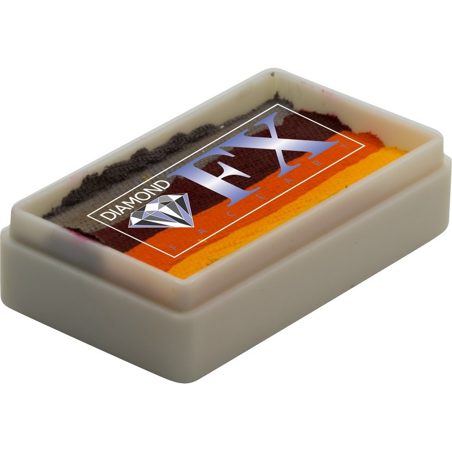 Splitcake schmink Blast Off van Diamond FX met explosieve kleurencombinatie voor krachtige schminklooks, verkrijgbaar bij SchminkenGrime.nl