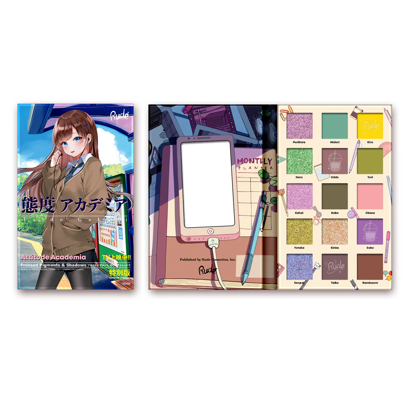 Rude Cosmetics Manga Collection Palette Attitude Academia (12 kleuren)