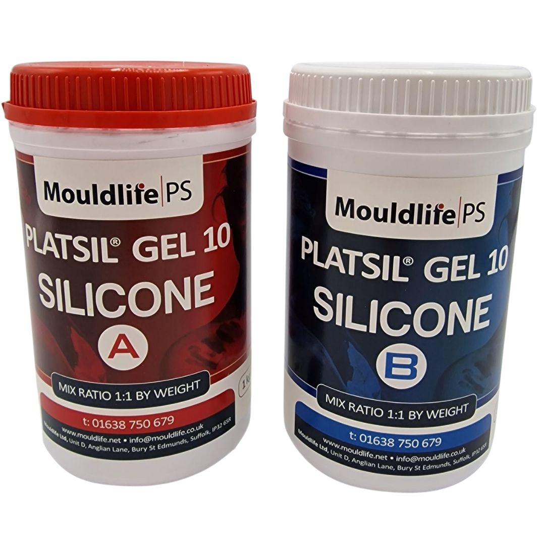 Polytek PlatSil Gel-10 silicone set van 2 kg, een snelle en flexibele siliconenrubber voor het gieten van prosthetics en special effects, verkrijgbaar bij SchminkenGrime.nl