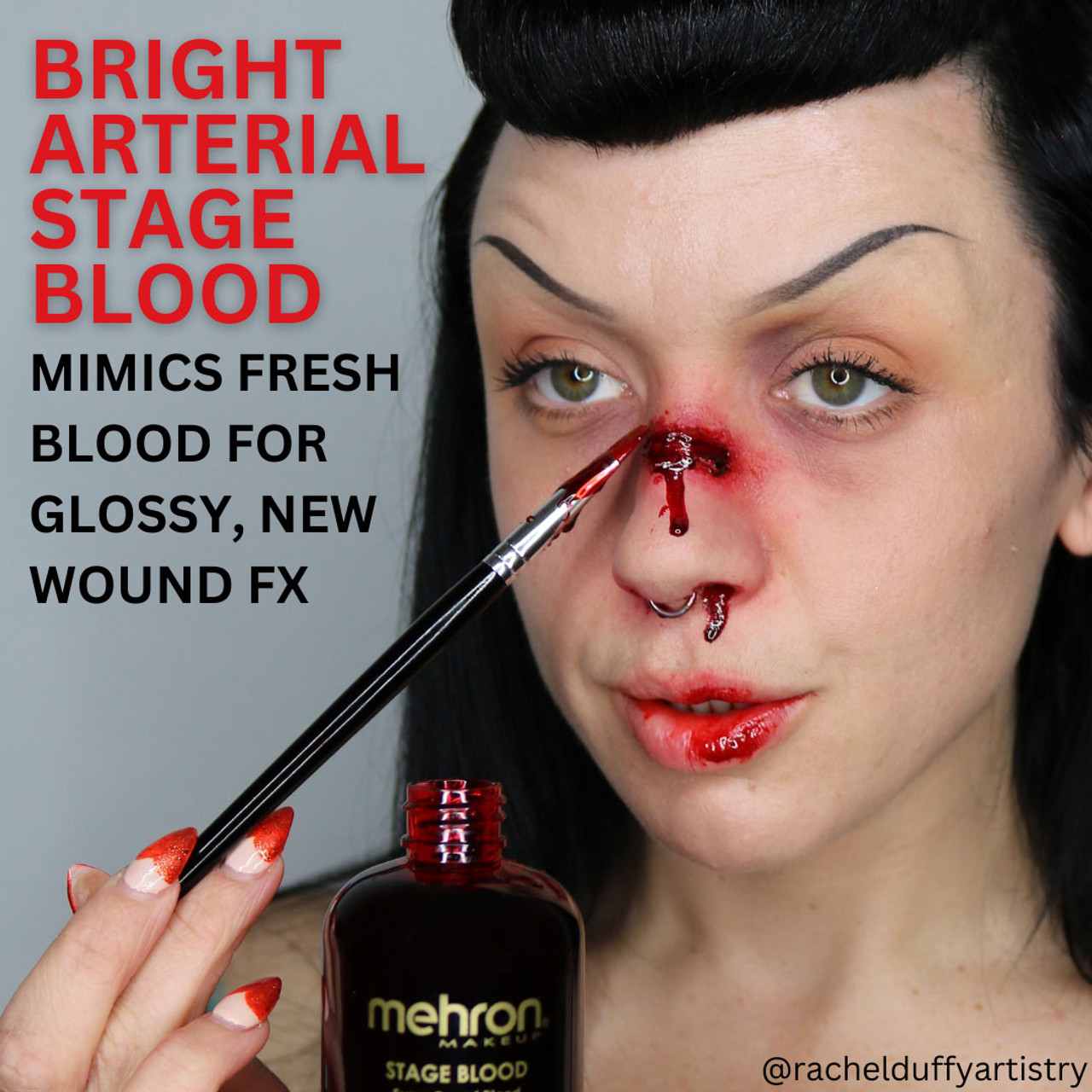 Mehron Stage Blood Arterial – intense bloedkleur 30ml bij SchminkenGrime.nl Mehron Stage Blood Arterial 30ml – intens rood toneelbloed voor SFX – verkrijgbaar bij SchminkenGrime.nl