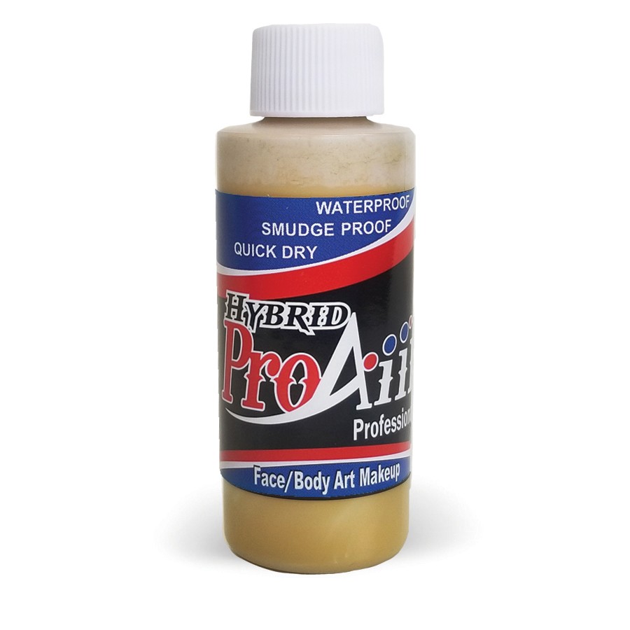 ProAiir Hybrid Pus 60ml fles met geelgroene airbrush schmink, ideaal voor SFX zoals verwondingen of infecties, watervast en alcoholbasis, verkrijgbaar bij SchminkenGrime.nl