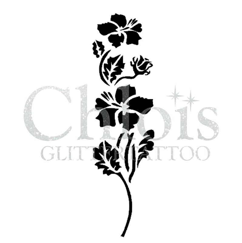 Chloïs Glittertattoo Sjabloon Hibiscus Plant (5 stuks)