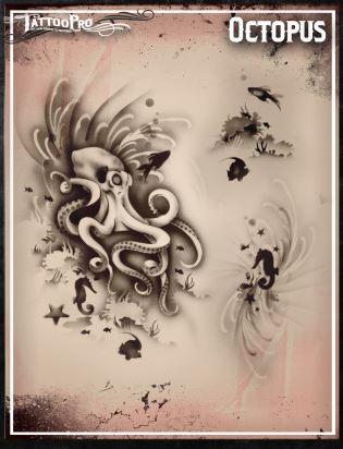 Wiser's Airbrush TattooPro Stencil - Octopus