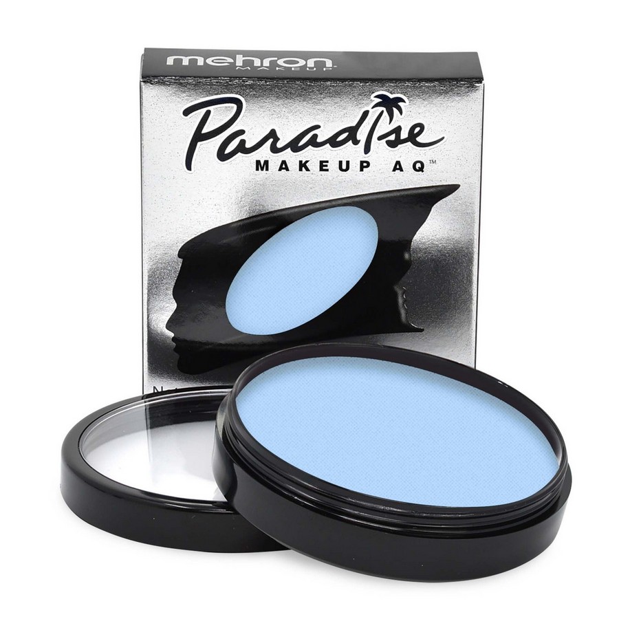 Verpakking van Mehron Paradise Makeup AQ Pastel Blue 40 gram schmink voor face- en bodypaint, verkrijgbaar bij SchminkenGrime.nl