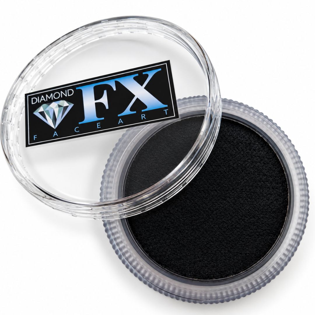 Diamond FX Essential Black 30 g waterschmink, open bakje met deksel en logo