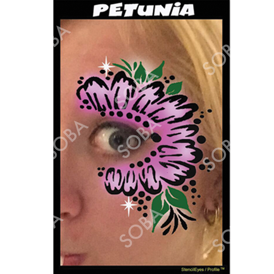 ProAiir Profile Stencil Petunia, bloemenpatroon stencil met sierlijke bloembladen, verkrijgbaar bij SchminkenGrime.nl