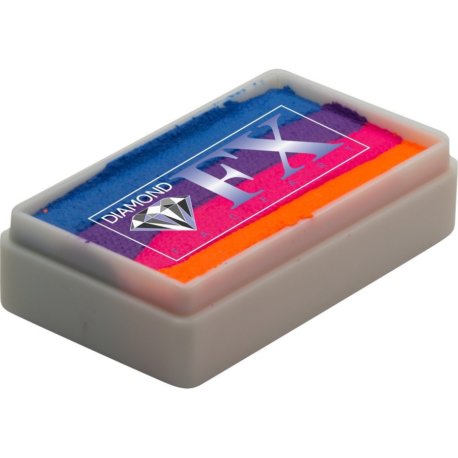 Splitcake schmink Neon Sun van Diamond FX met heldere zonnetinten voor zomerse en zonnige schmink, verkrijgbaar bij SchminkenGrime.nl