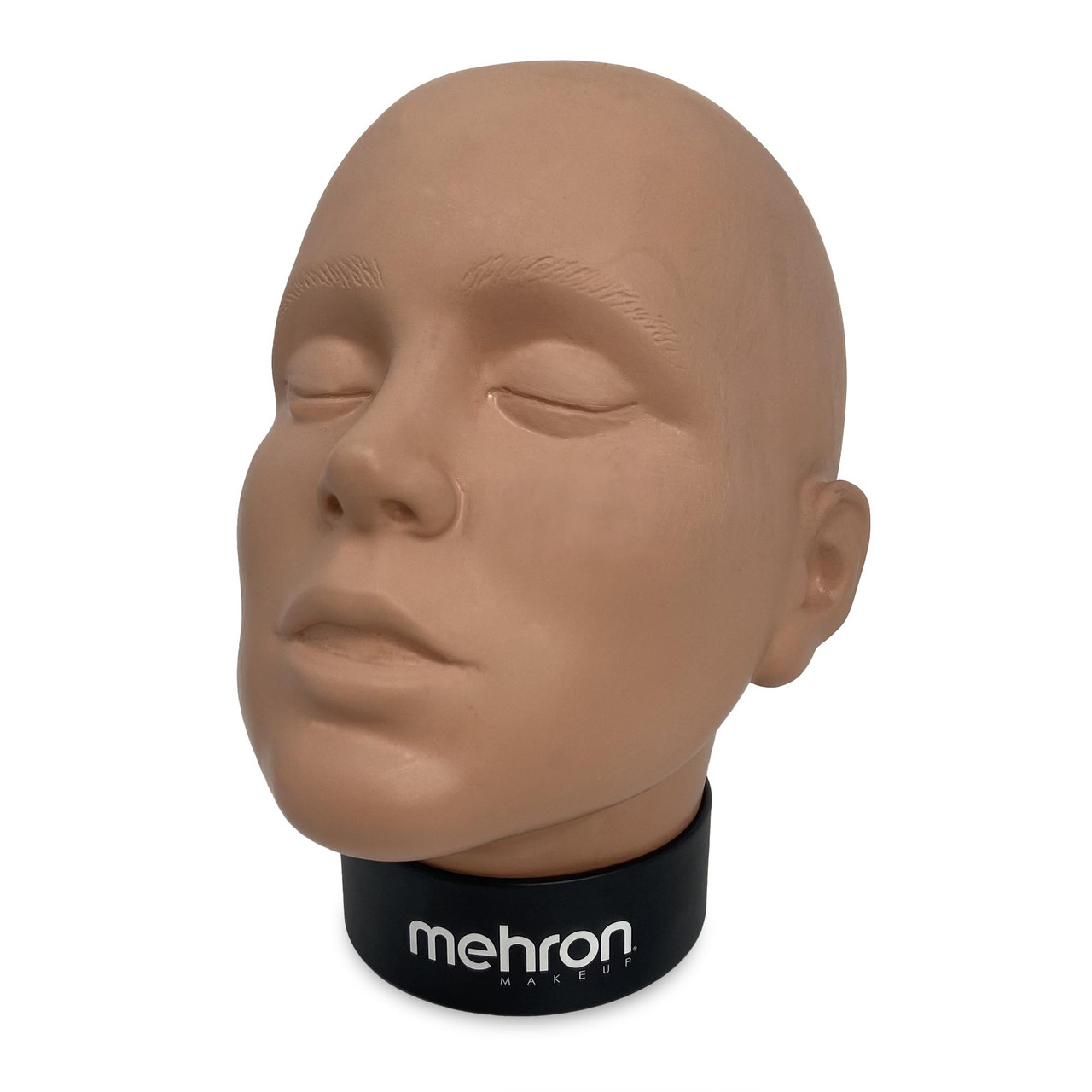 Mehron Oefenhoofd – SchminkenGrime.nl Mehron Practice Head op zwarte standaard