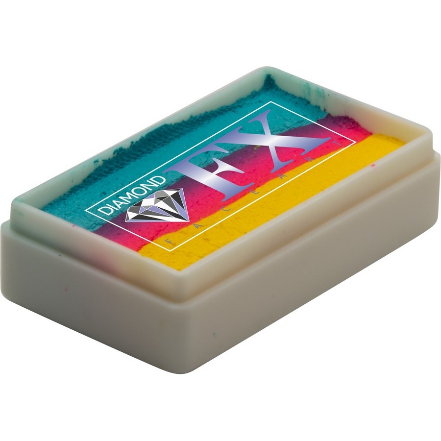 Diamond FX Splitcake Hawaiian Cocktail van 30 gram met tropische kleuren voor kleurrijke schminkontwerpen, verkrijgbaar bij SchminkenGrime.nl