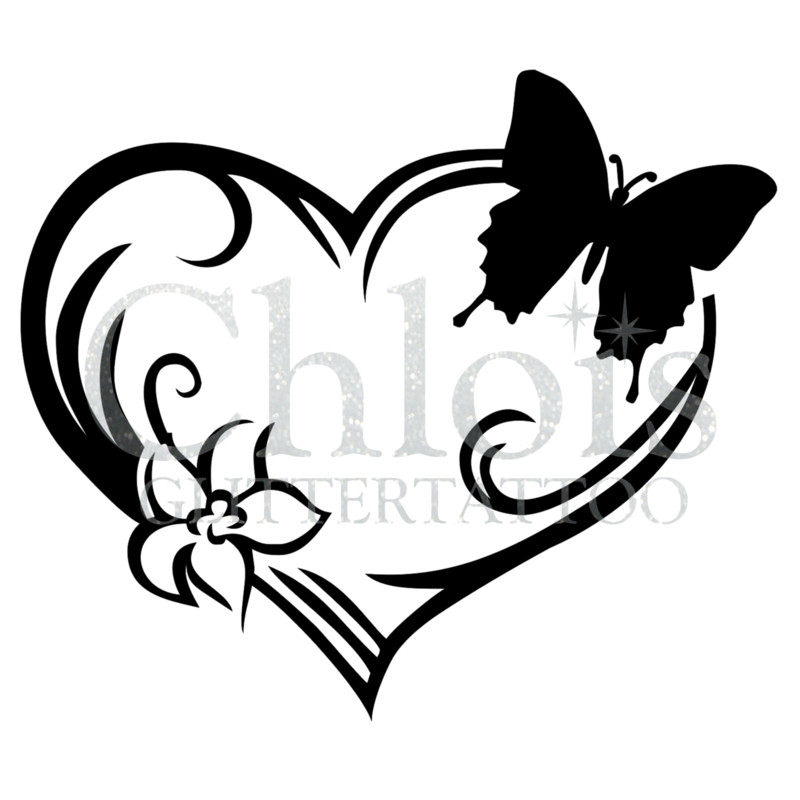 Chloïs Glittertattoo Sjabloon Butterfly Heart (5 stuks)
