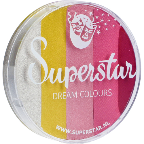 Superstar Dream Colours Sweet schmink – zijaanzicht | SchminkenGrime.nl Superstar Dream Colours Sweet schmink – splitcake met logo