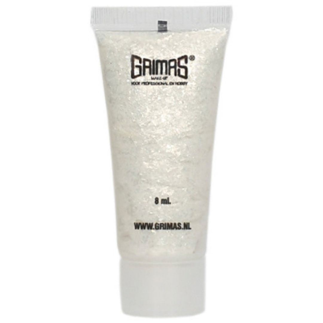 Grimas Shimmer Gel Pearl 8 ml, zachte parelmoer shimmer voor subtiele effecten. Verkrijgbaar bij SchminkenGrime.nl.