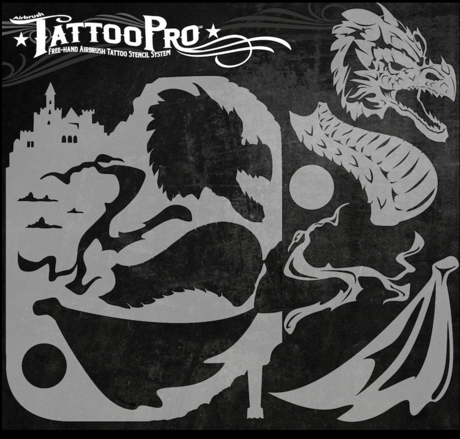 Wiser's Airbrush TattooPro Stencil – Medieval Dragon
