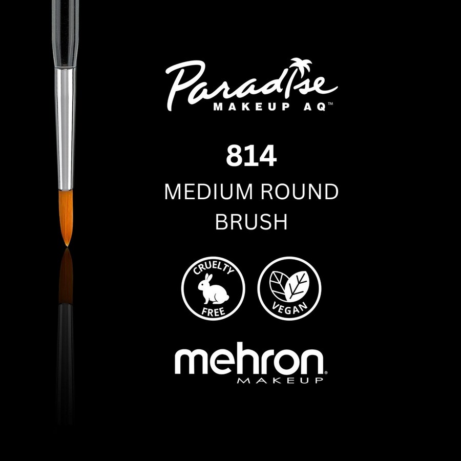 Mehron Paradise Makeup Penseel Medium Round 814, penseel uit de door make-up artist Jinny ontworpen Mehron Paradise serie, voor fijne lijnen en details verkrijgbaar bij SchminkenGrime.nl