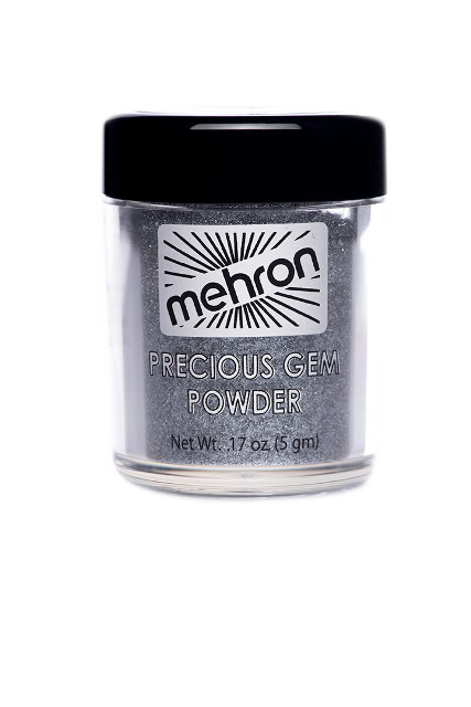 Mehron Precious Gem Powder in Black Onyx kleur, pot van 5 gram, ideaal voor een diepe, glanzende edelsteen-look, verkrijgbaar bij SchminkenGrime.nl.
