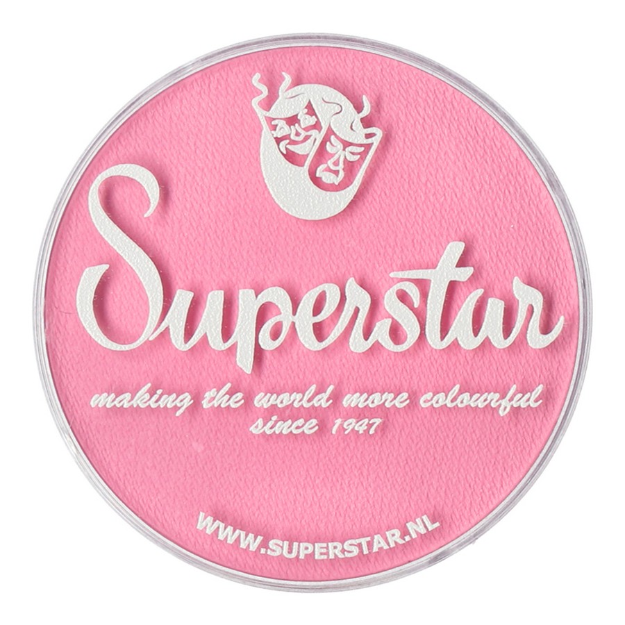 Zachte roze schmink Superstar Princess Pink – verkrijgbaar bij SchminkenGrime.nl Superstar Schmink Princess Pink op schminkoppervlak, verkrijgbaar bij SchminkenGrime.nl