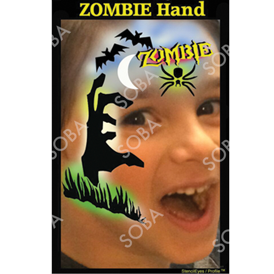 ProAiir Profile Stencil Zombie Hand met een enge, uitgestoken hand – perfect voor horror- en Halloween-schmink, verkrijgbaar bij SchminkenGrime.nl