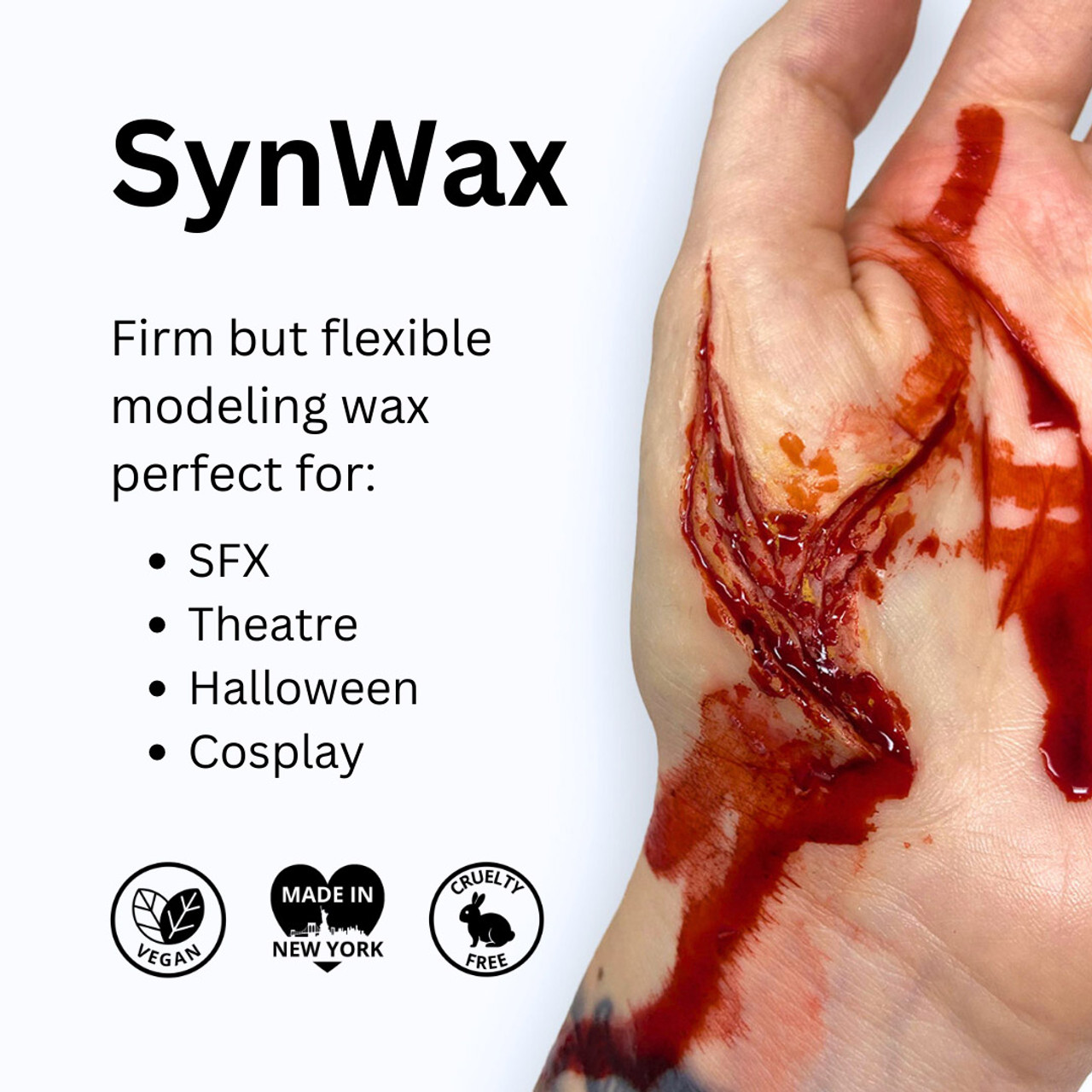 SFX modelling wax Mehron SynWax – nu bij SchminkenGrime.nl Mehron SynWax SFX modeling wax – vegan, cruelty-free en perfect voor theater & Halloween – verkrijgbaar op SchminkenGrime.nl