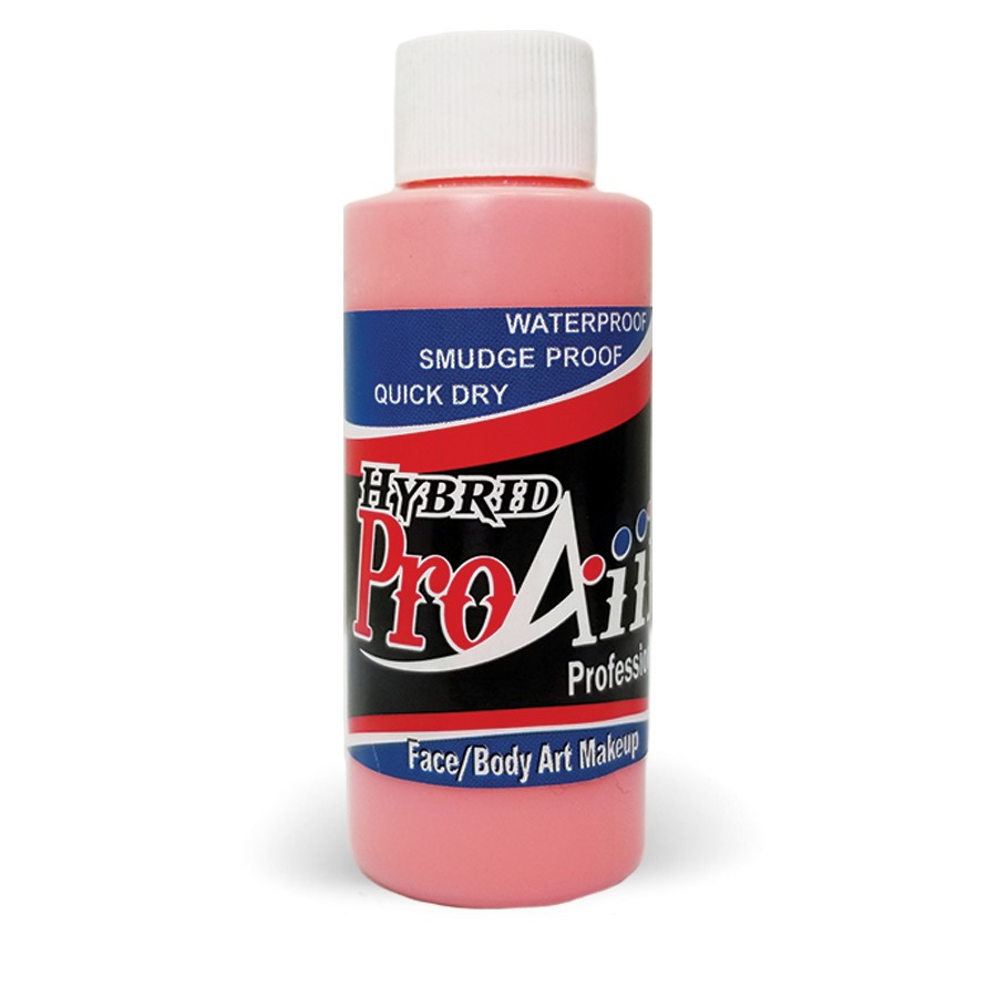 ProAiir Hybrid Salmon 60ml, watervaste airbrush schmink, verkrijgbaar bij SchminkenGrime.nl ProAiir Hybrid in de kleur Salmon (60ml), zachte zalmroze airbrush schmink op alcoholbasis, ideaal voor natuurlijke huidtinten, blush effecten en SFX grime, verkrijgbaar bij SchminkenGrime.nl