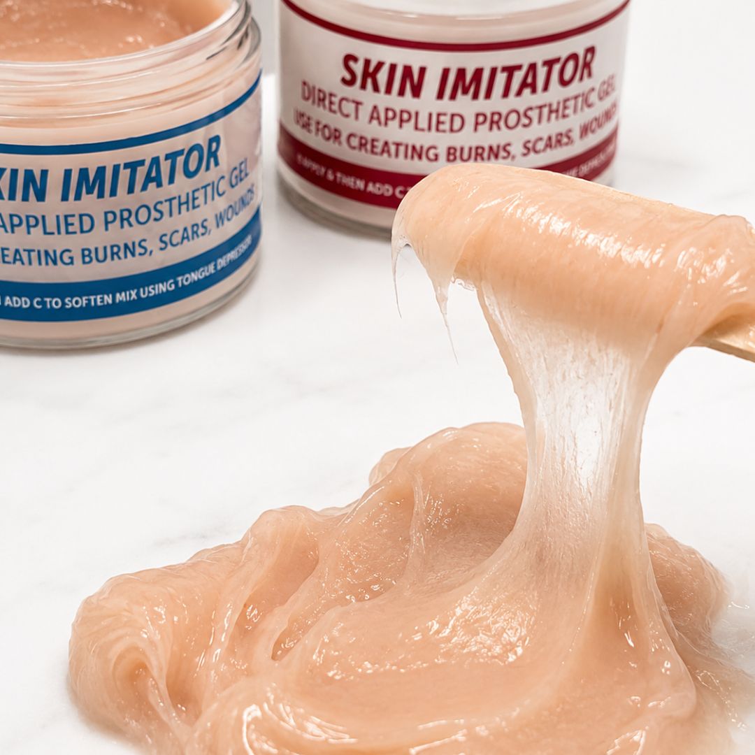 Neill's Materials Skin Imitator Starter Kit, complete starterkit Skin Imitator, on-skin sculpt gel silicone voor het opbouwen van wonden en huideffecten verkrijgbaar bij SchminkenGrime.nl