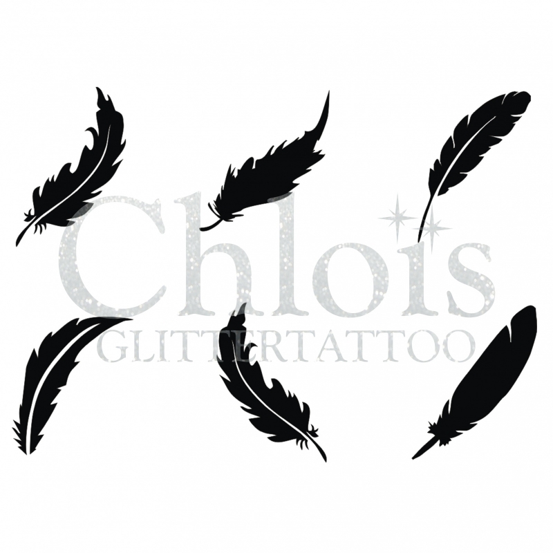Chloïs Glittertattoo Sjabloon Feather (6 mini stencils)