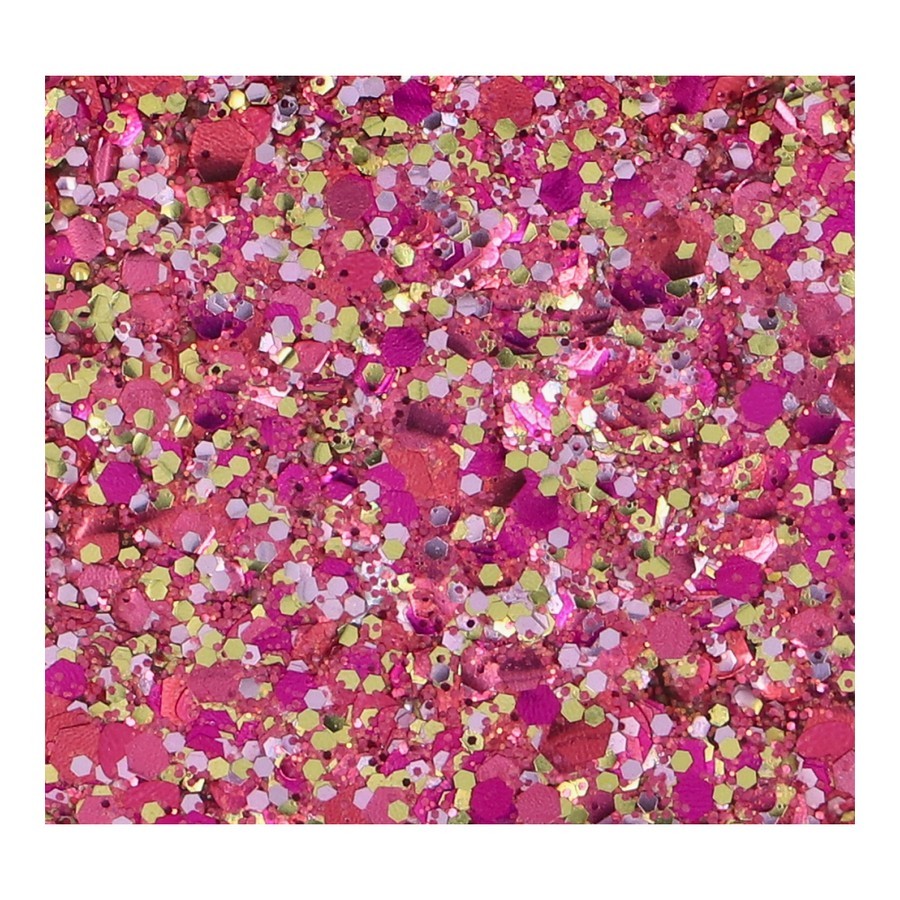 Superstar Chunky Glitter Cream Pink Lady aangebracht voor party looks, verkrijgbaar bij SchminkenGrime.nl