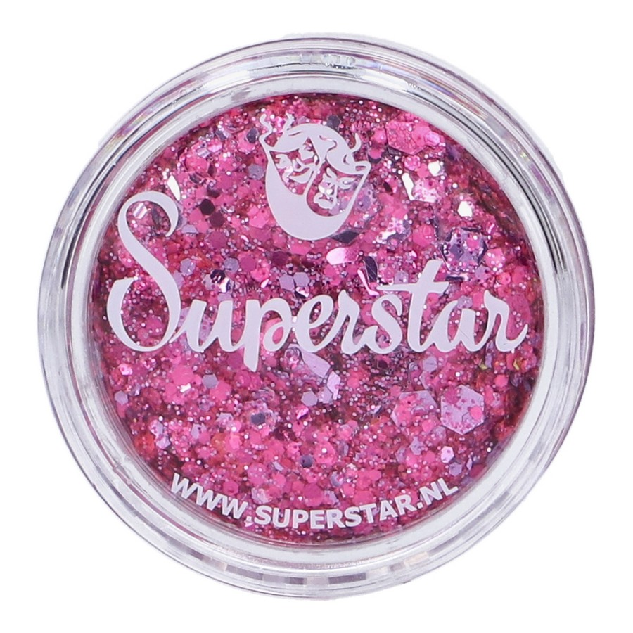 Superstar Chunky Glitter Cream Pinked detail van roze glitters, verkrijgbaar bij SchminkenGrime.nl