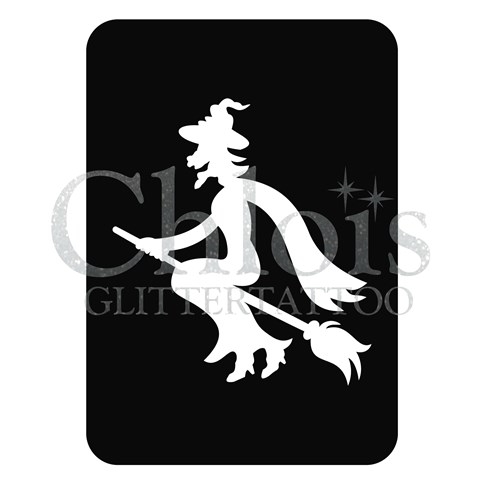 Chloïs Glittertattoo Sjabloon Flying Witch (5 stuks)