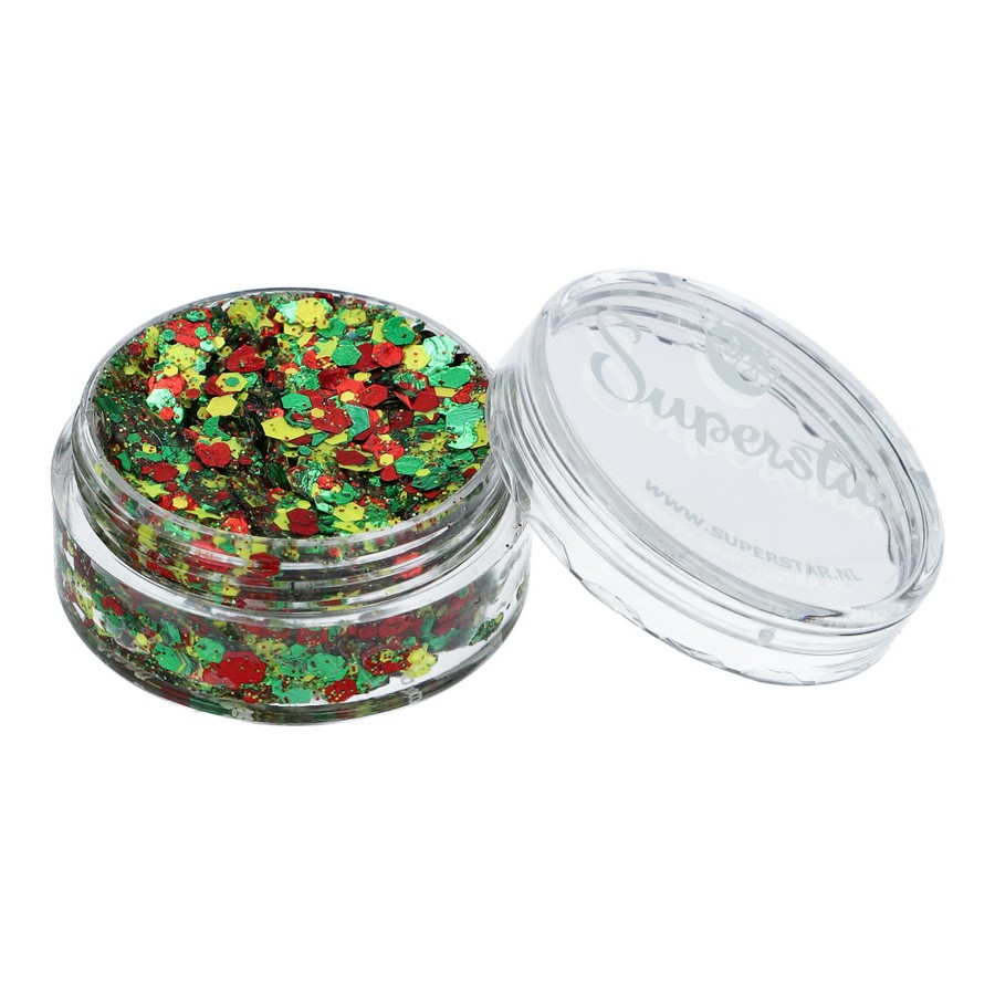 Superstar Chunky Glitter Cream Alaaf met groen rood geel, verkrijgbaar bij SchminkenGrime.nl
