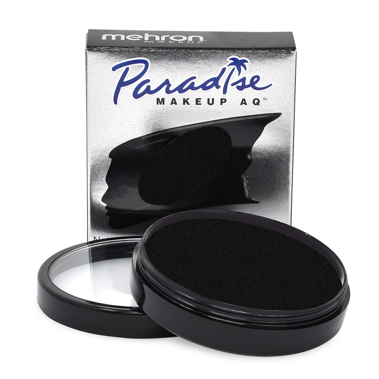 Mehron Paradise Black 40gr – zwarte waterschmink met verpakking, verkrijgbaar bij SchminkenGrime.nl Mehron Paradise Makeup Black 40 gram met verpakking, diepzwarte waterschmink voor lijnen, schaduw en basiswerk, verkrijgbaar bij SchminkenGrime.nl