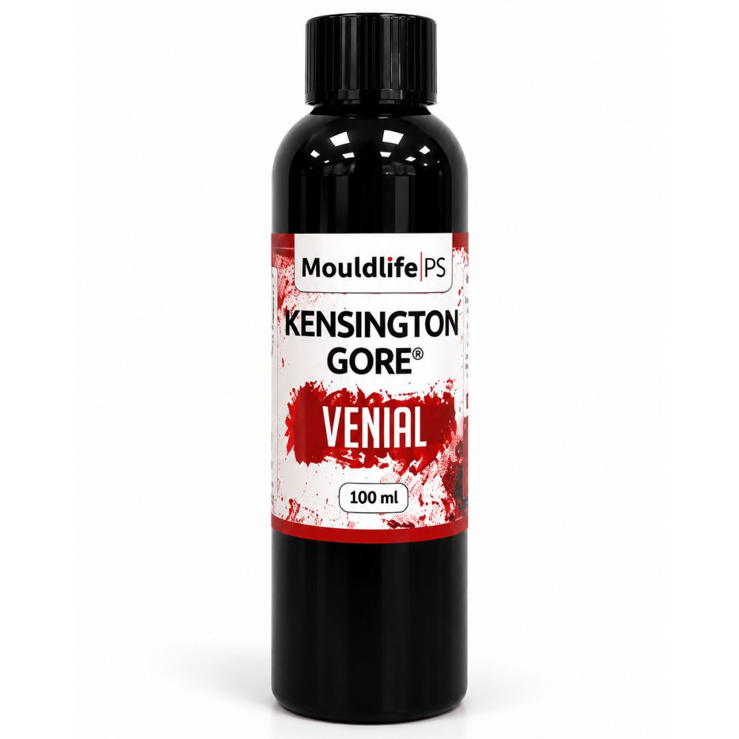 Mouldlife Venial Blood Nepbloed 100 gram, diep donkerrood nepbloed met gladde glanzende afwerking, eetbaar met pepermuntsmaak en vlekt niet verkrijgbaar bij SchminkenGrime.nl