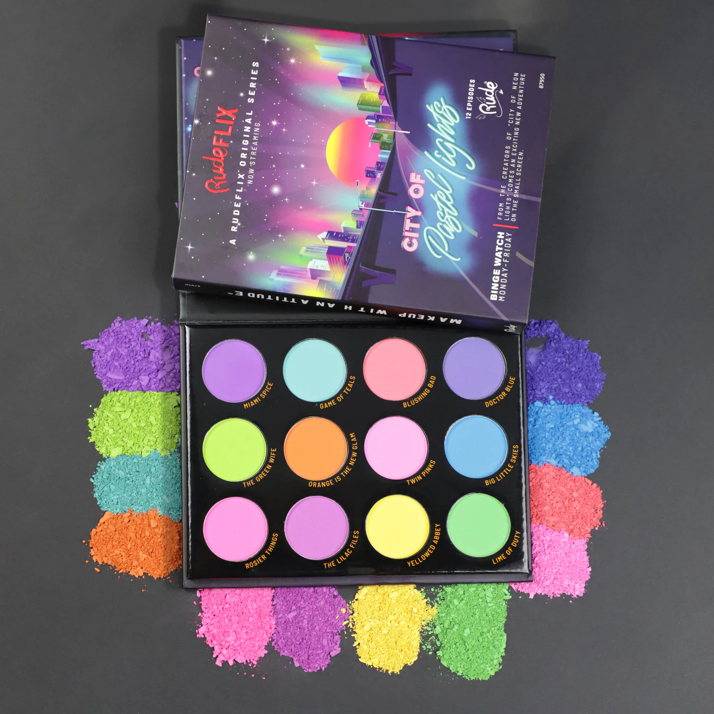 Rude Cosmetics City of Pastel Lights Oogschaduw Palet (12 Kleuren)