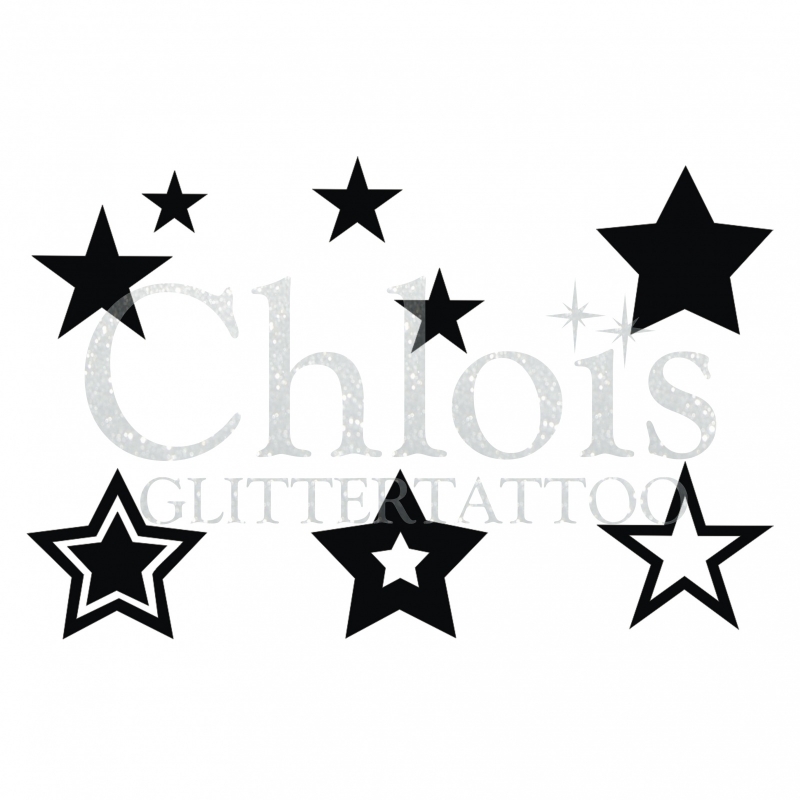 Chloïs Glittertattoo Sjabloon Stars (6 mini stencils)