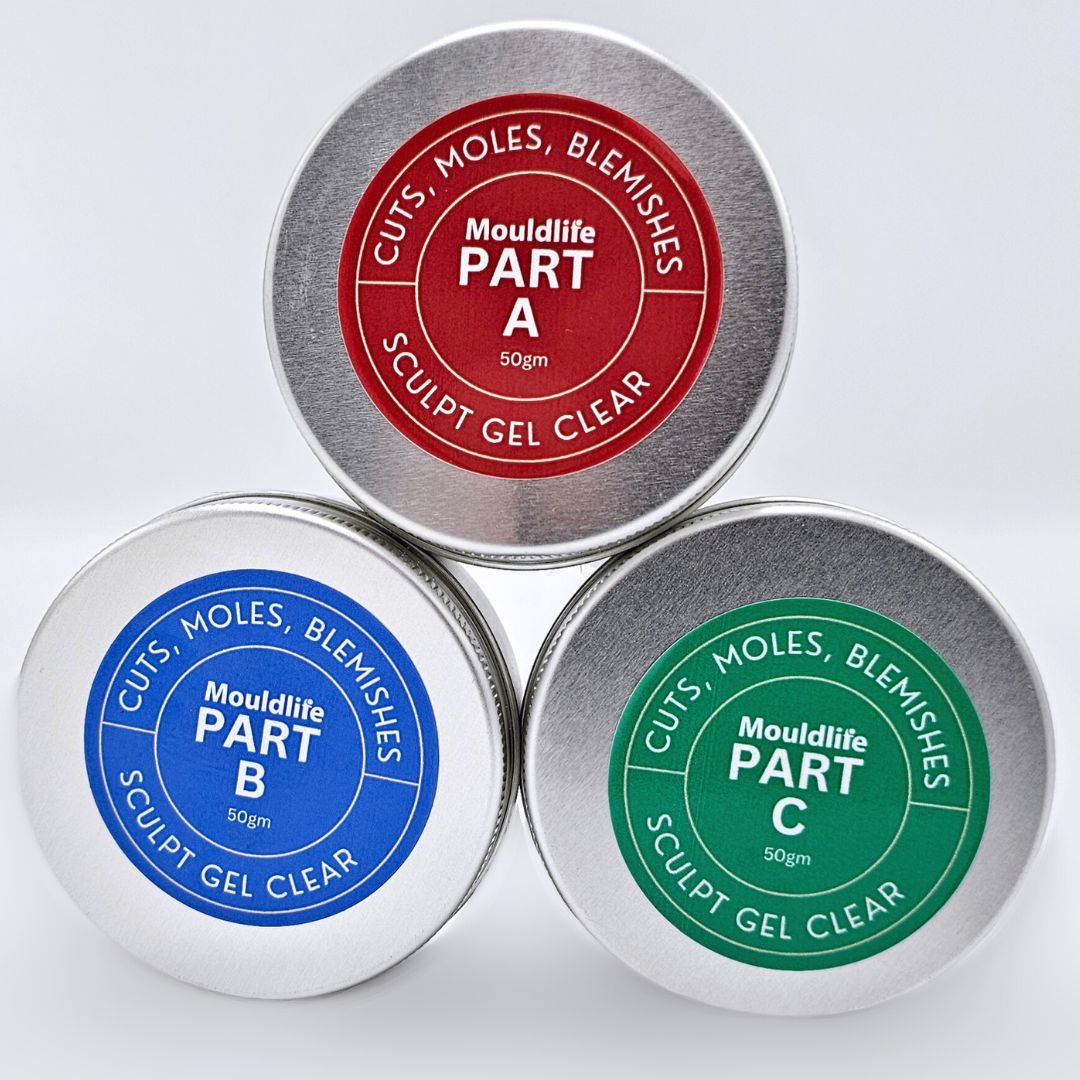 Mouldlife Sculpt Gel Clear 150g set met drie delen Part A B en C, verkrijgbaar bij SchminkenGrime.nl