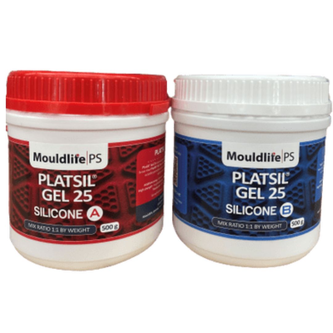 Polytek PlatSil Gel-25 siliconenset van 1 kg, stevige silicone met iets hogere hardheid, ideaal voor het gieten van prosthetics, maskers en vormstukken, verkrijgbaar bij SchminkenGrime.nl