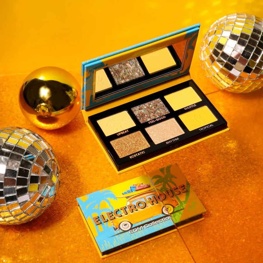 Gele en gouden shimmer kleuren in het Electro House palette, verkrijgbaar bij SchminkenGrime.nl